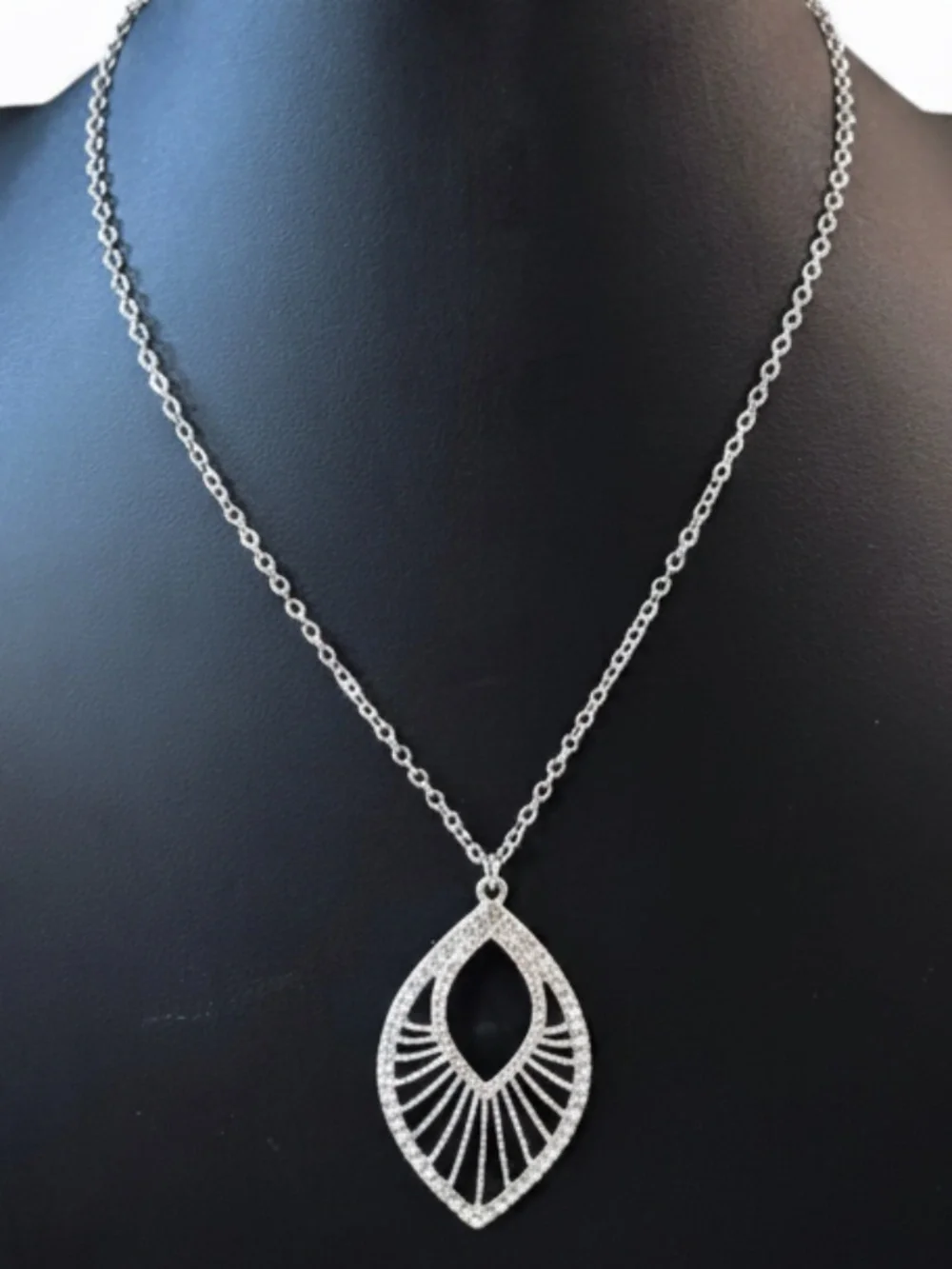 Womens Silver Tone Teardrop Pendant Necklace